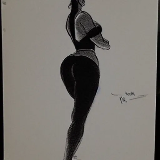 Image similar to milt kahl sketch of thick cuban girl wearing black yoga pants