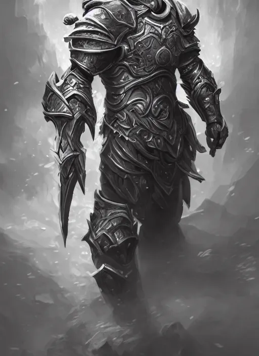 Image similar to a highly detailed illustration of furious rough bearded paladin wearing worn down silver armor, standing heroically clutching blade pose, intricate, elegant, highly detailed, centered, digital painting, artstation, concept art, smooth, sharp focus, league of legends concept art, WLOP