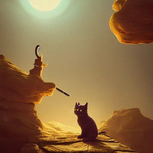 Image similar to concept art of cat samurai by beeple medium shot, mid-shot, highly detailed, trending on Artstation, Unreal Engine 4k