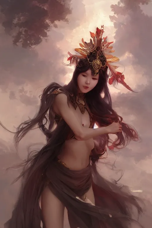 Image similar to A portrait of a female korean model as Ishtar the goddess of love, Stjepan Sejic, Ruan Jia, and Mandy Jurgens, and Artgerm, and william adolphe bouguereau, highly detailed, trending on artstation, award winning