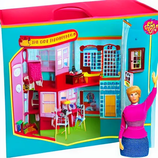 Prompt: jerma 9 8 5 as a plastic doll in a doll house, mattel product photo
