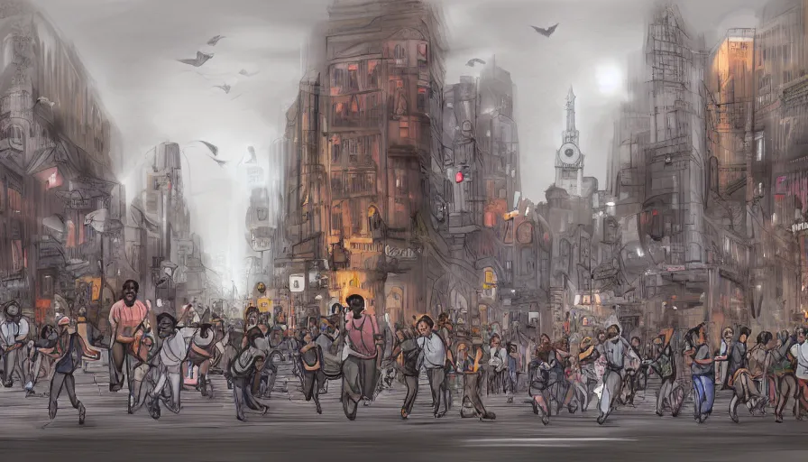 Image similar to city run by rats, digital art, rendering