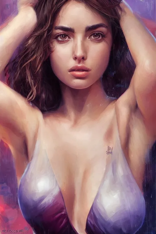 Image similar to ana de armas in the style of stefan kostic, realistic, full body, sharp focus, 8 k high definition, insanely detailed, intricate, elegant, art by stanley lau and artgerm