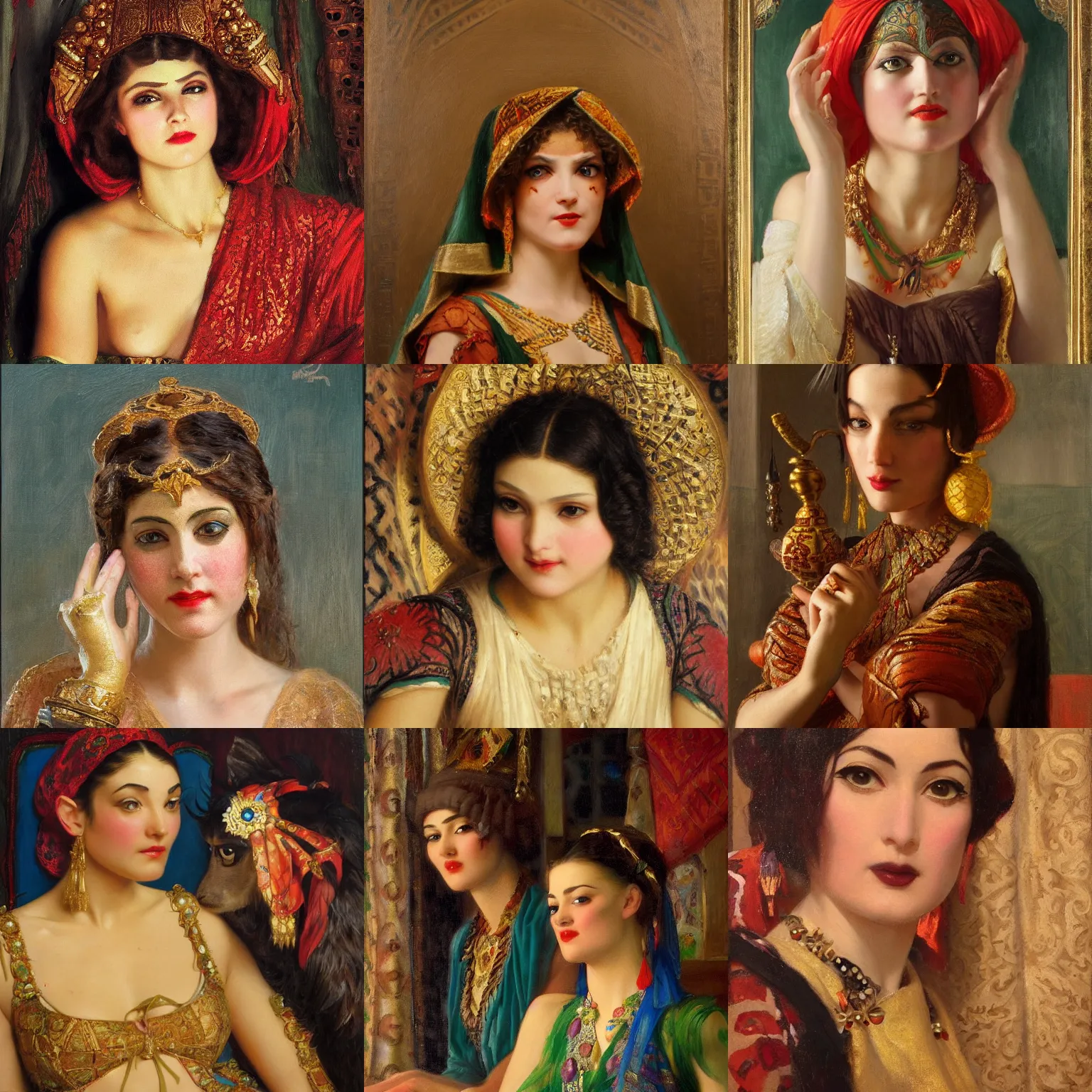 Prompt: orientalism cute villainess face detail by edwin longsden long and theodore ralli and nasreddine dinet and adam styka, masterful intricate artwork. oil on canvas, excellent lighting, high detail 8 k