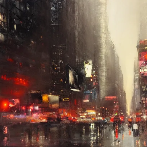 Image similar to a new york cityscape painting by jeremy mann, dripping oil paint, high resolution, 4 k