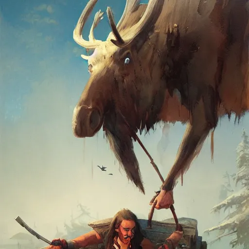 Image similar to pirate with moose head by greg rutkowski