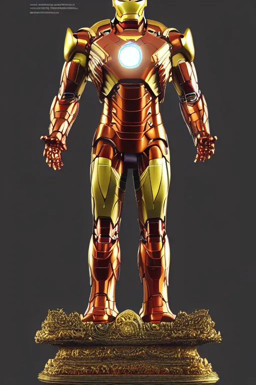 Prompt: digital masterpiece illustration concept art of porcelain statue of buddha gautama as iron man, extremely detailed and intricate complexity, epic composition, magical atmosphere, cinematic lighting, wide long shot, trending on artstation, 8 k