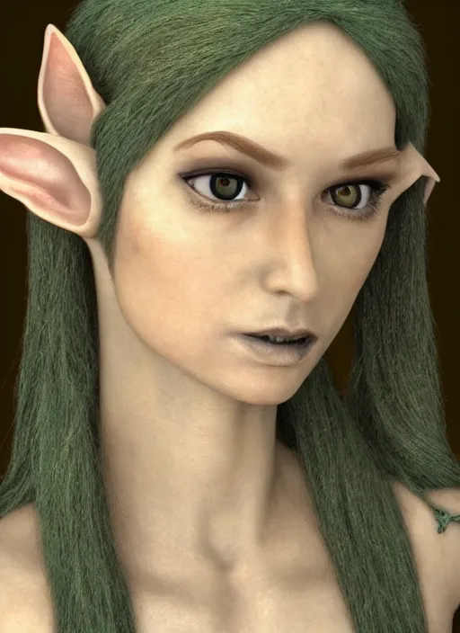 Image similar to portrait of a beautiful female elf, realistic, highly detailed