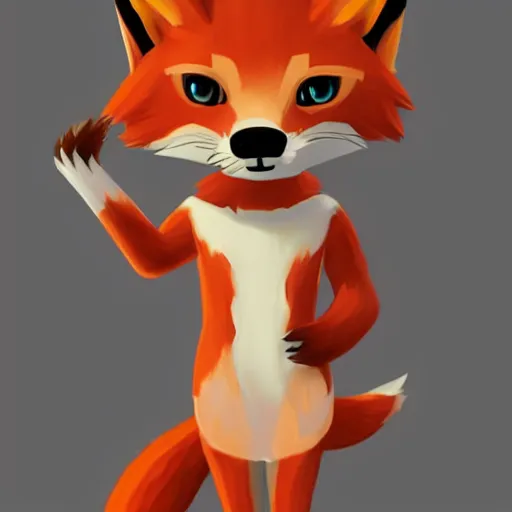 Image similar to an anthropomorphic fox, fursona!!! by kawacy, trending on artstation, full body