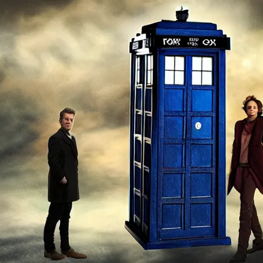 Image similar to image of 10th doctor and tardis