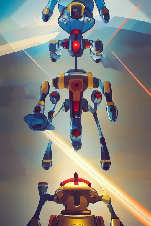 Image similar to metabots medabots medarotto medarot robot minimalist comics, behance hd by jesper ejsing, by rhads, makoto shinkai and lois van baarle, ilya kuvshinov, rossdraws global illumination ray tracing hdr radiating a glowing aura