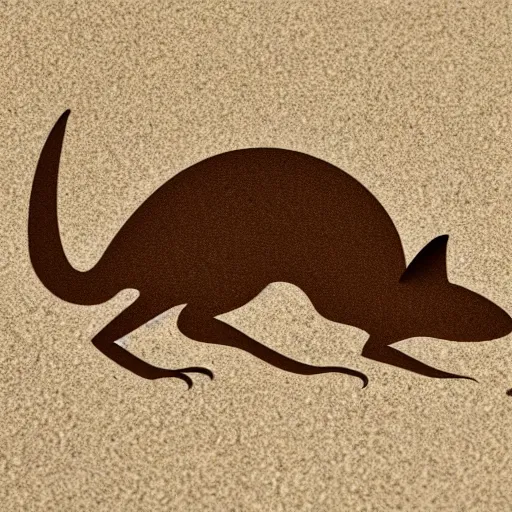 Image similar to logo of a jerboa in a minimalist style, sand color, beige and brown