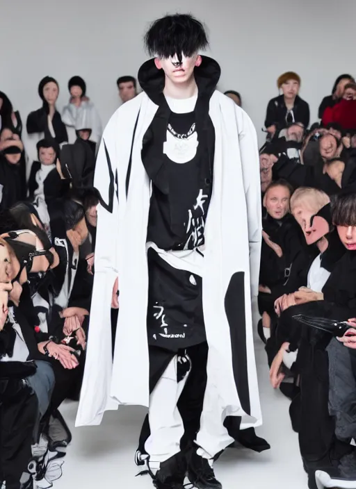 Prompt: Bladee coat designed by Yohji Yamamoto