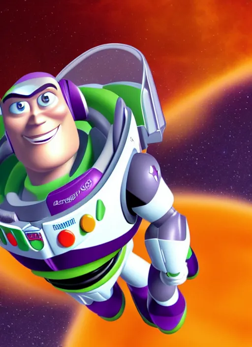 Prompt: buzz lightyear greets you