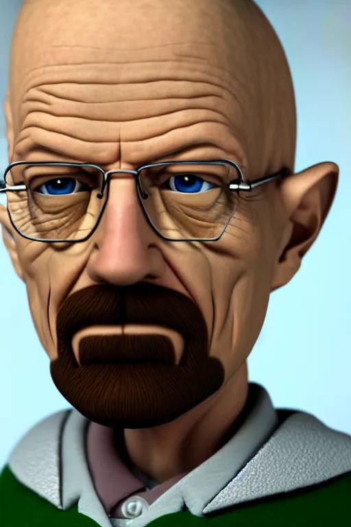 Prompt: walter white as an elf, photorealistic, highly detailed,