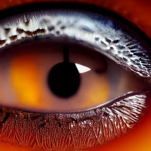 Image similar to close up macro of human amber eyes, iris, scientific artistic imagery, beautiful close-up of a human eye, high quality, high resolution