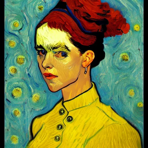 Image similar to painting of lana rhodes, in the style of van gogh