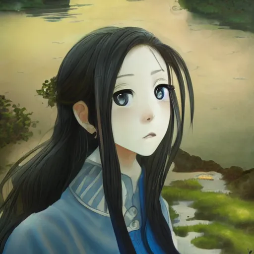 Prompt: a portrait of a character in a scenic environment by Ai Natori