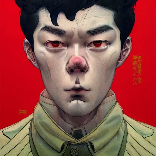 Image similar to prompt : soviet doomer portrait soft light painted by james jean and katsuhiro otomo and erik jones, inspired by akira anime, smooth face feature, intricate oil painting, high detail illustration, sharp high detail, manga and anime 1 9 9 9