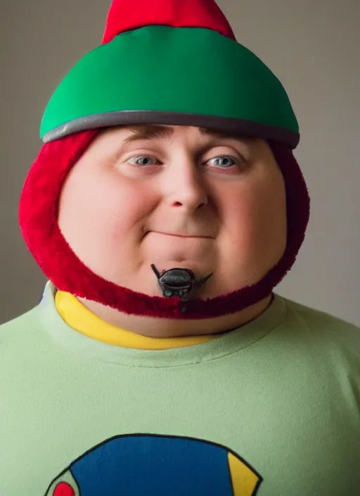 Prompt: portrait photo still of real life eric cartman, 8 k, 8 5 mm, f. 1 4