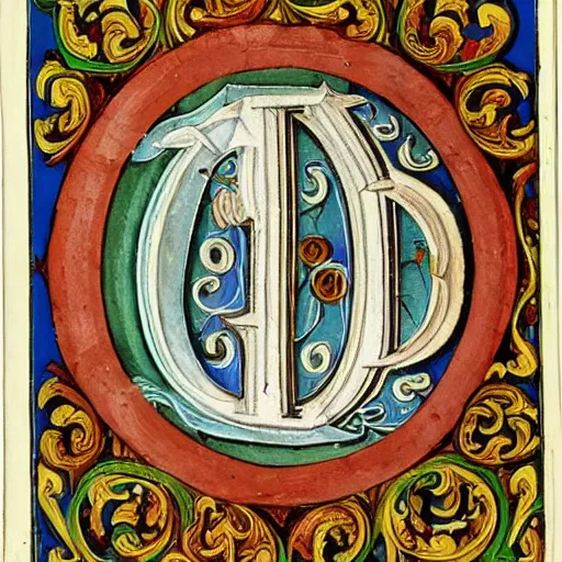 Prompt: illuminated letter b, capital b