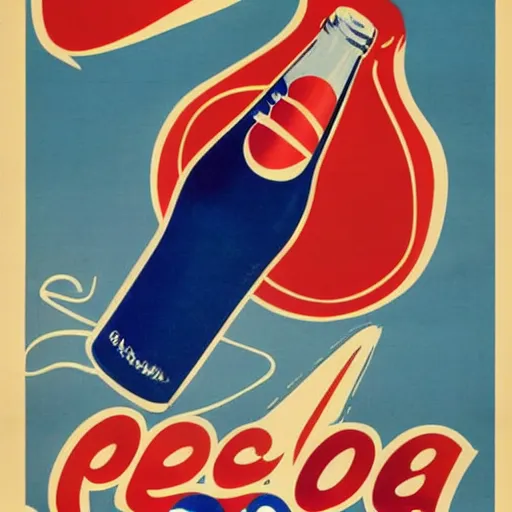 Image similar to pepsi cola poster. 1950.