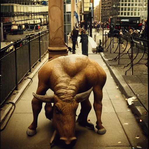 Image similar to a minotaur is loose in new york city