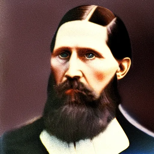 Image similar to rasputin real life photo portrait, digital color restoration life like