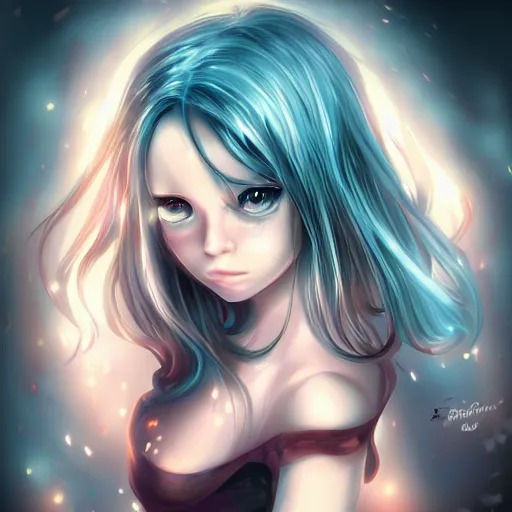 Image similar to portrait of a cute beautiful evanescence, anime digital art, sensual lighting