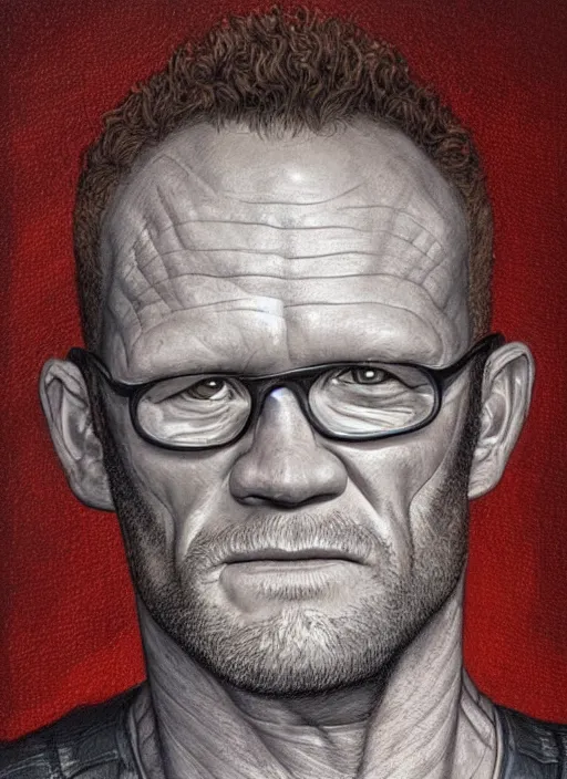 Image similar to portrait of Michael Rooker as Grant (2006), intricate, highly detailed, centered, studio background, digital painting, artstation, concept art, smooth, sharp focus, illustration, artgerm, donato giancola, Joseph Christian Leyendecker, WLOP, Artgerm