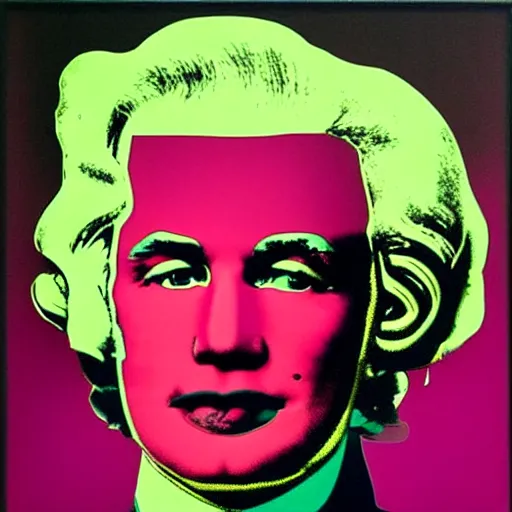 Image similar to robespierre pop art by andy warhol, elegant, clear, stylish, 1 8 th century and 1 9 6 0 s combined