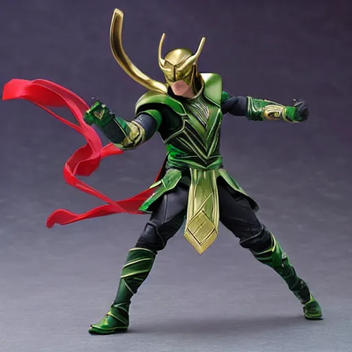 Prompt: Marvel Fighting Armor Loki Figure, highly detailed, studio lighting