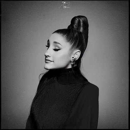 Image similar to Ariana Grande, in the style of a Midwest Emo album cover
