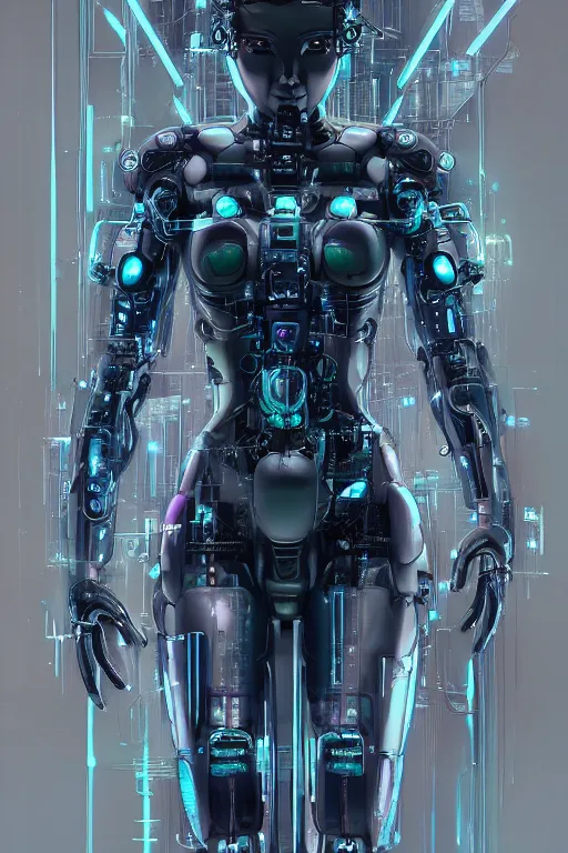 Prompt: Ghost in the shell 2017, cybernetic android asian black bear, full body pose, half robot half bear, future tech, cyber punk, neon, hyperrealist highly intricate, trending on art station, 8K