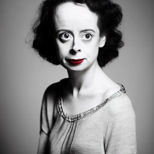 Prompt: dslr photo portrait still of young elsa lanchester, 8 5 mm, f 1. 8, by reiko muraksmi,