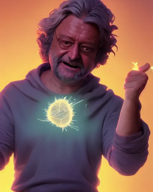 Prompt: highly detailed vfx portrait of beppe grillo casting a light spell, unreal engine, greg rutkowski, loish, rhads, beeple, makoto shinkai and lois van baarle, ilya kuvshinov, rossdraws, tom bagshaw, alphonse mucha, global illumination, detailed and intricate environment