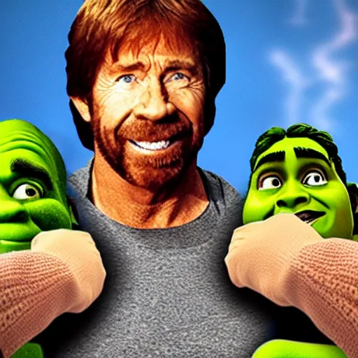 Image similar to chuck norris as shrek