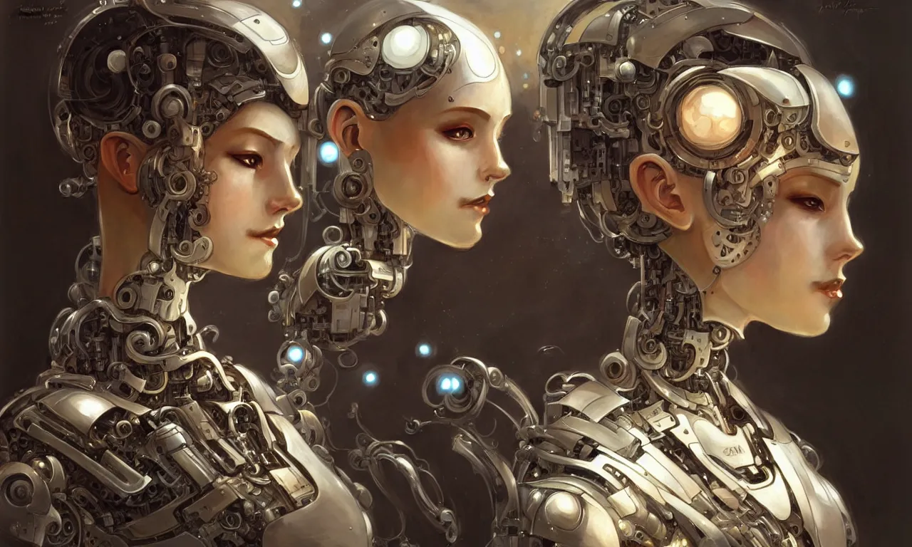 Image similar to beautiful crying! female mechanical android!, half portrait, intricate detailed environment, photorealistic!, intricate, elegant, highly detailed, digital painting, artstation, concept art, smooth, sharp focus, illustration, art by artgerm and greg rutkowski and alphonse mucha