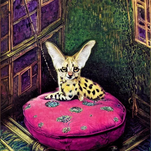 Image similar to fractal realistic noisy London prism serval pouf lily ivy , by Warwick Goble and Brian Froud and Claude Monet , postmodern , National Geographic photo , seapunk