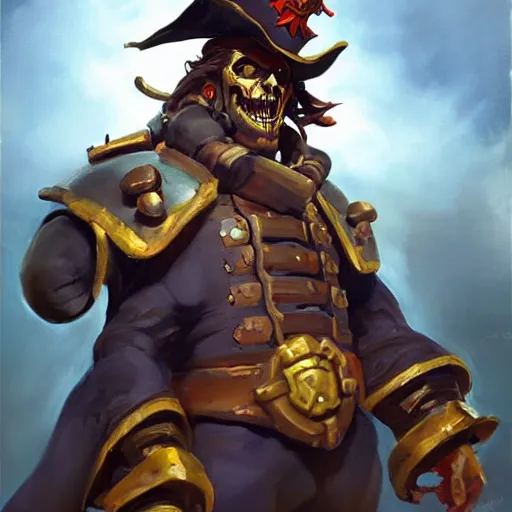 Image similar to greg manchess portrait painting of partially armored undead pirate captain lechuck as overwatch character, medium shot, asymmetrical, profile picture, organic painting, sunny day, matte painting, bold shapes, hard edges, street art, trending on artstation, by huang guangjian, gil elvgren, ruan jia, greg rutkowski, gaston bussiere