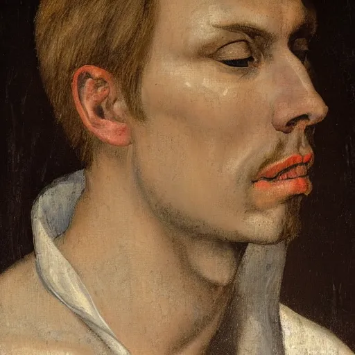 Image similar to A 16th century mannerism painting of Jerma985, portrait of Jerma985, grainy, realistic, very realistic, hyperrealistic, highly detailed, very detailed, extremely detailed, very neat, very epic, very cool, detailed, trending on artstation