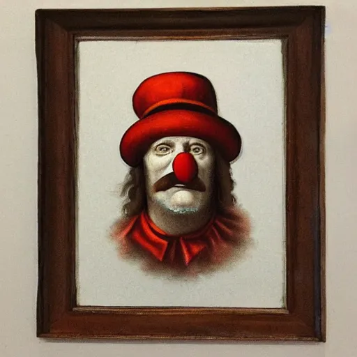 Prompt: communist clown portrait, da vinci