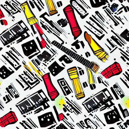 Image similar to cleveland music, pop-art, rock-n-roll, guitar, music notes