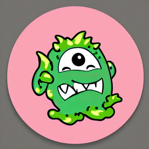 Image similar to a sticker illustration of a cute little monster, vectorized