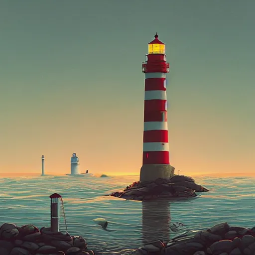 Image similar to lighthouse by simon stalenhag