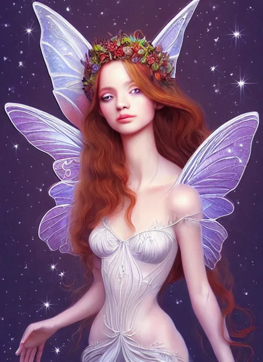 Image similar to a beautiful fairy. intricate, elegant, vision of holy perfection. smile, artstation, sticker illustration