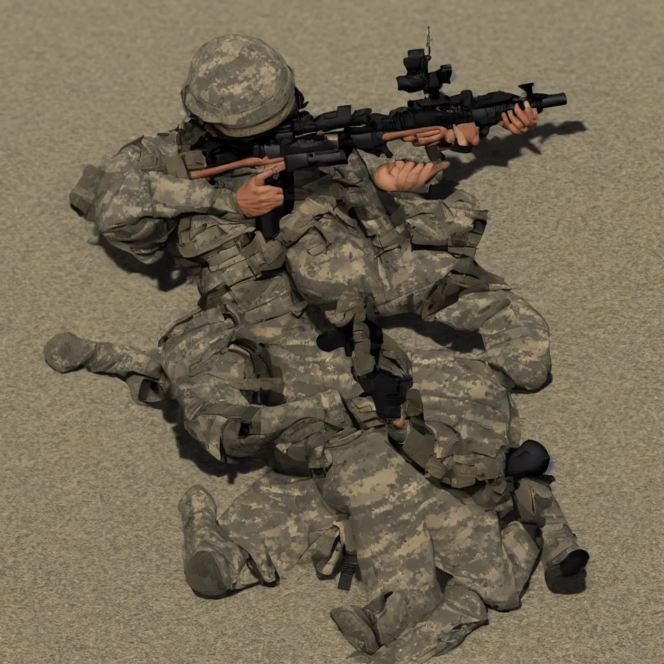 Image similar to soldier in us military holding rifle isometric render hd
