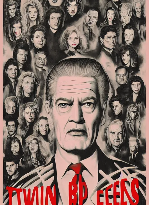 Image similar to twin peaks movie poster art by bob larkin