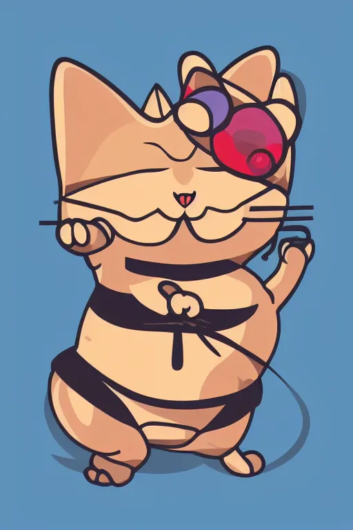 Image similar to Cat that is a sumo wrestler, sticker, colorful, illustration, highly detailed, simple, smooth and clean vector curves, no jagged lines, vector art, smooth