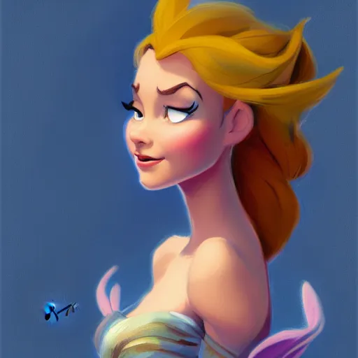 Image similar to 3 / 4 view of a portrait of a female fairy disney character with wings, confident pose, digital painting, artstation, concept art, smooth, sharp focus, illustration, trending on artstation, highly detailed, concept art, art by milt kahl, glen keane, marc davis, trending on artstation h 6 4 0